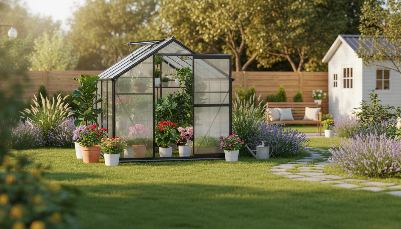 6x8 Walk-In Polycarbonate Greenhouse: Aluminum Frame
