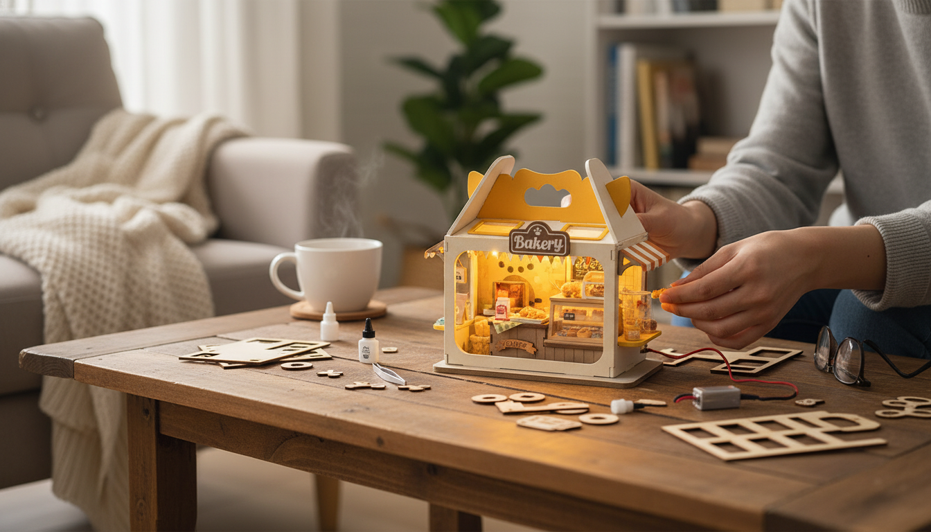 Build a Cozy LED Miniature Bakery Diorama Kit