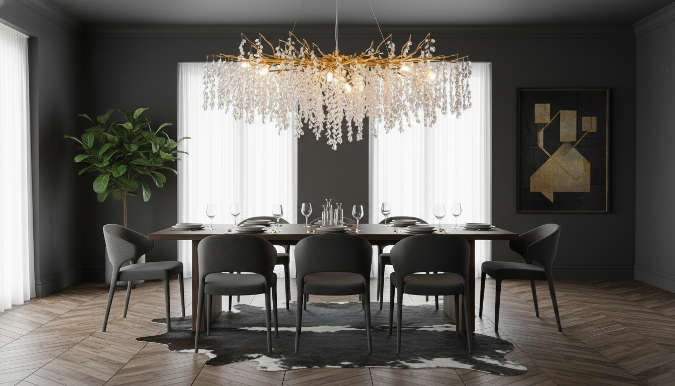 Modern Gold Crystal Branch Chandelier: Sizing & Placement