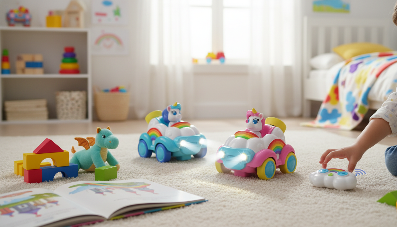 2-Piece Unicorn RC Car Set for Kids: Race & Story Play