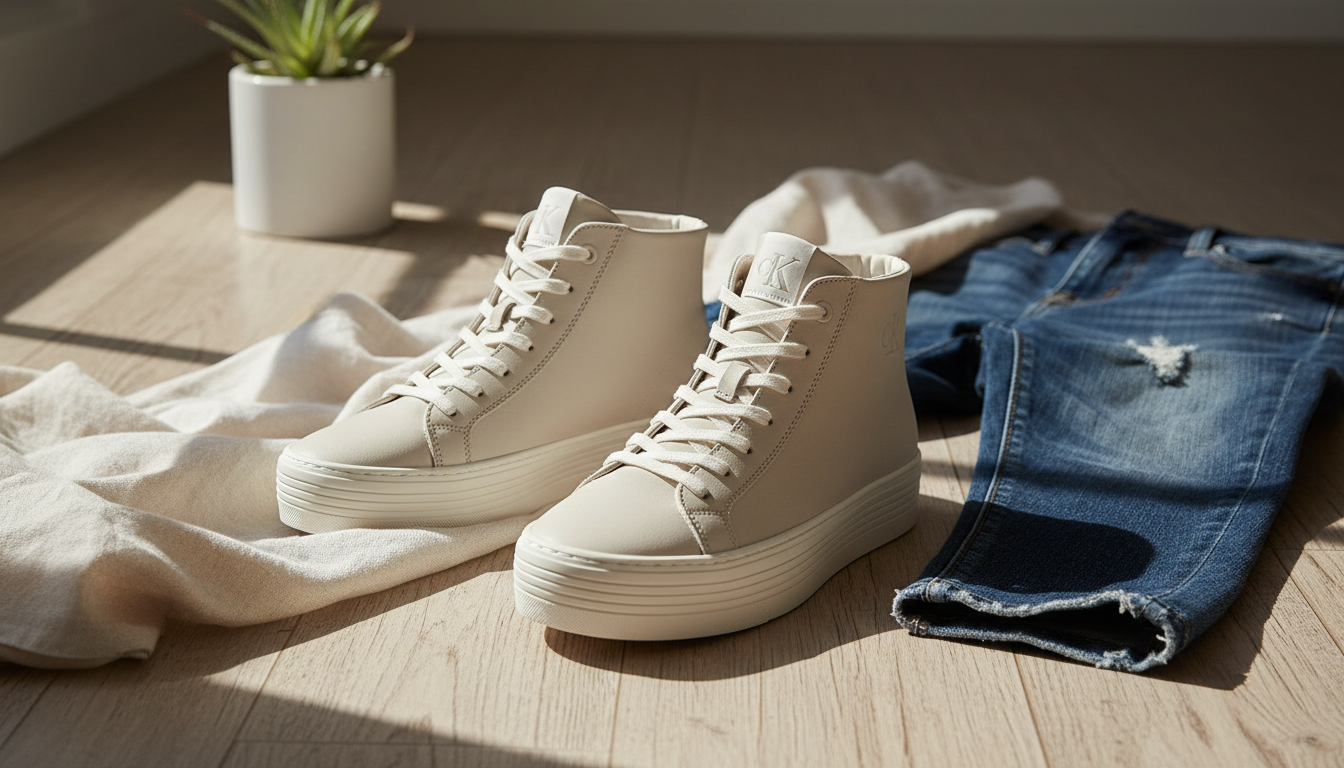 Calvin Klein Jeans Beige & Black Leather Shoes Review