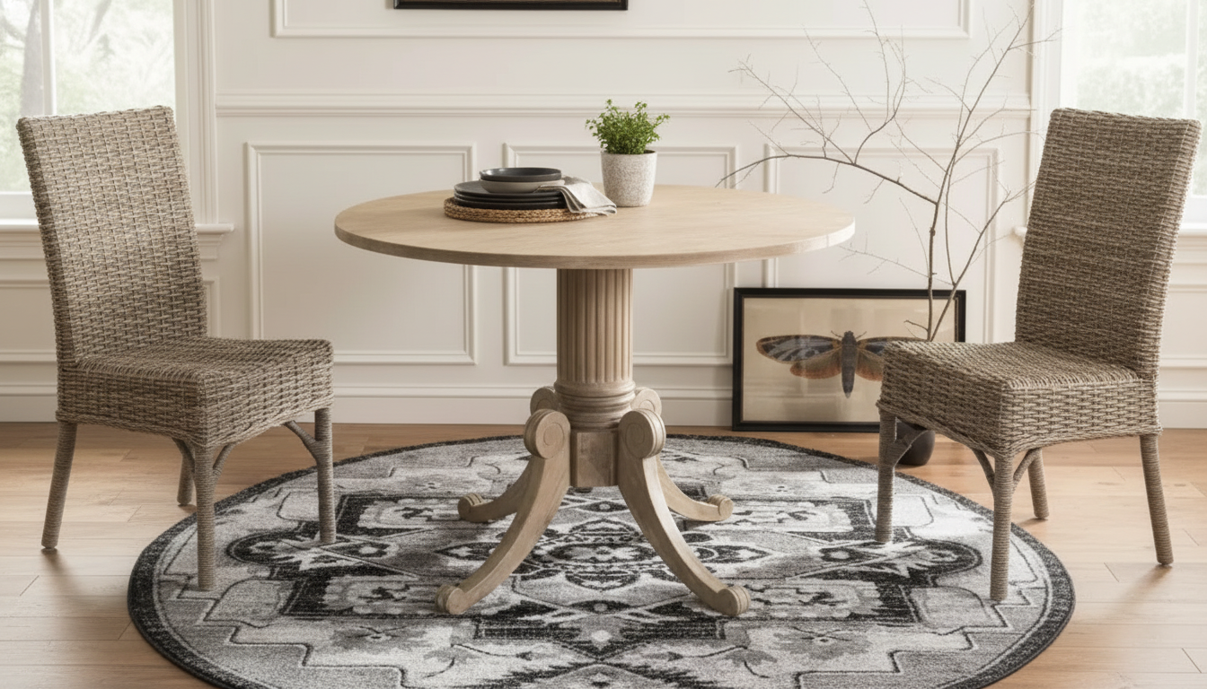 Rustic Round Drop-Leaf Dining Table for Small Spaces