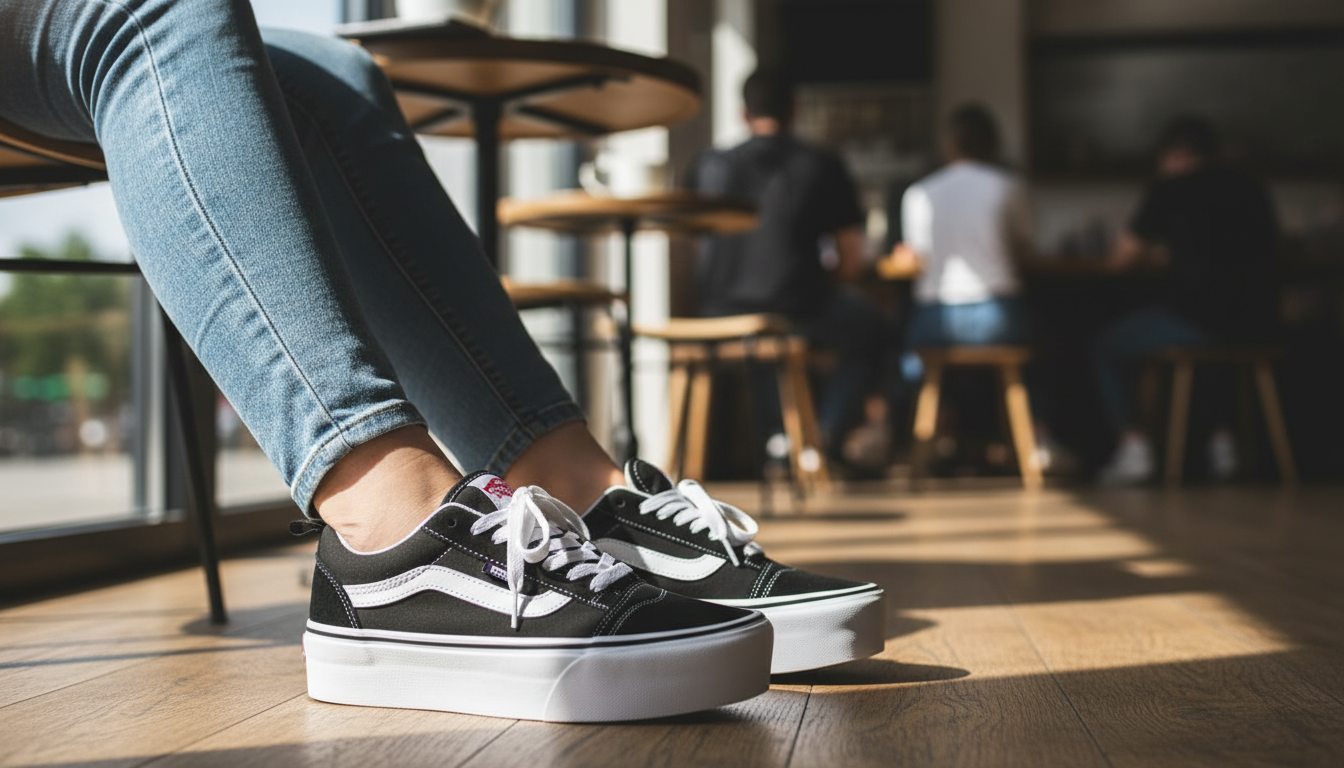 Women’s Leather Vans: Black Sneakers for Daily Style